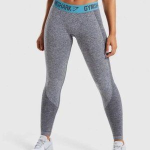 GYMSHARK FLEX CROPPED LEGGINGS WITH TEAL WAIST BAND